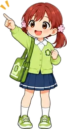 指さして説明するハルちゃん