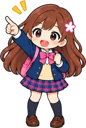指さして説明するサクラちゃん