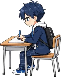 机で勉強
