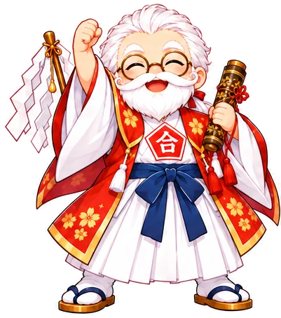 こぶしをにぎる合格神・五角丸