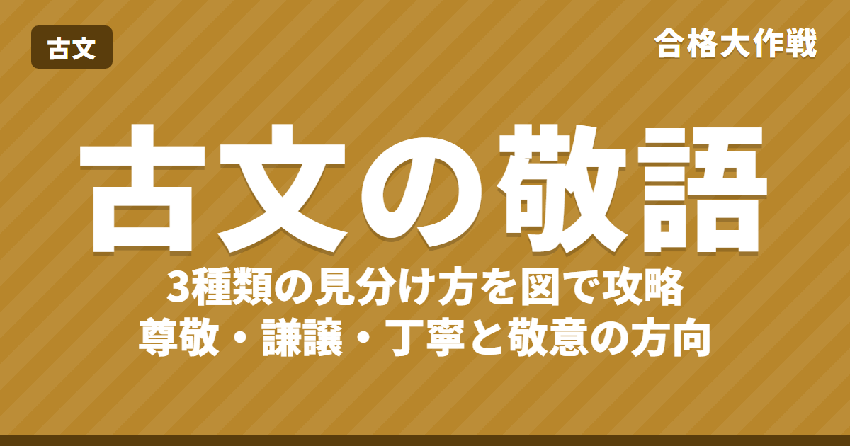 古文の敬語 3種類の見分け方を図で攻略|尊敬・謙譲・丁寧、敬意の方向と二方面敬語