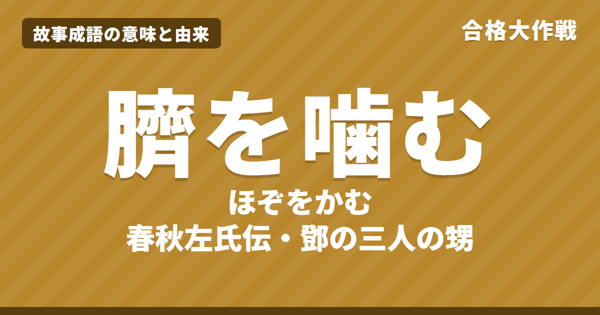 臍を噛む(ほぞをかむ)の意味と由来|春秋左氏伝の原文・書き下し文・現代語訳、臍を固めるとのちがい・例文をイラストで【故事成語】