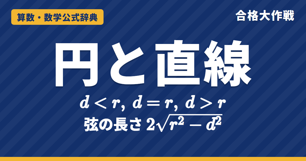 円と直線の位置関係｜中心と直線の距離 d と半径 r・判別式との対応の証明・弦の長さ2√(r²−d²)と接線の例題【数学Ⅱ・大学受験】