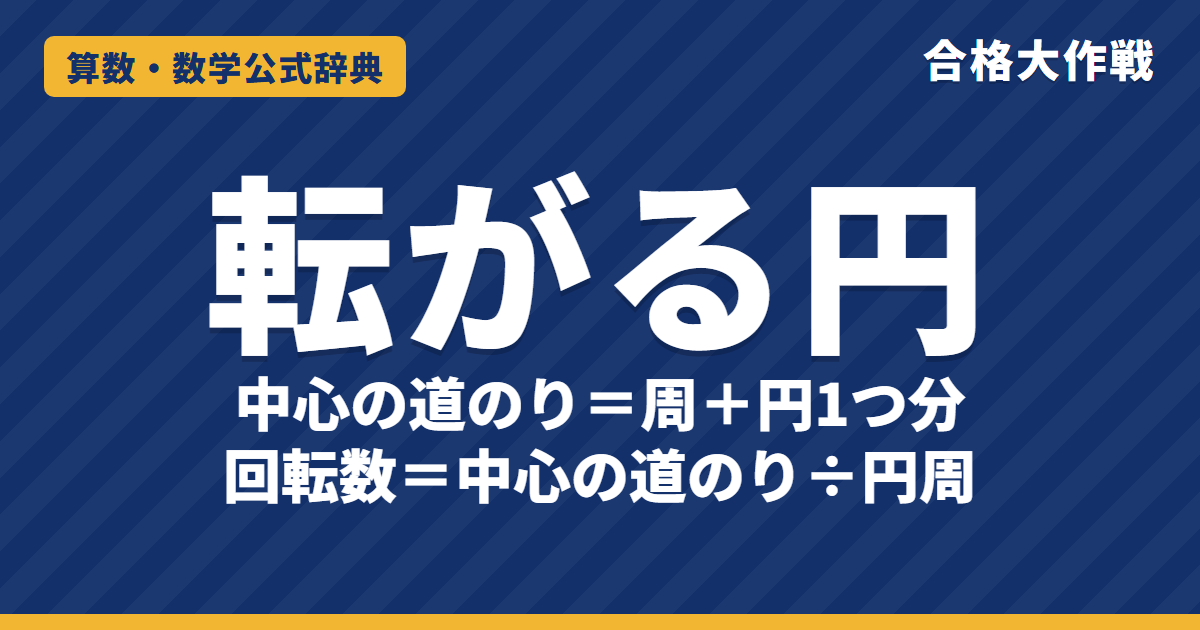 転がる円の問題の解き方｜中心の道のり＝周＋円周1つ分の理由・内側を回るとき・同じ円のまわりで2回転する例題【中学受験】