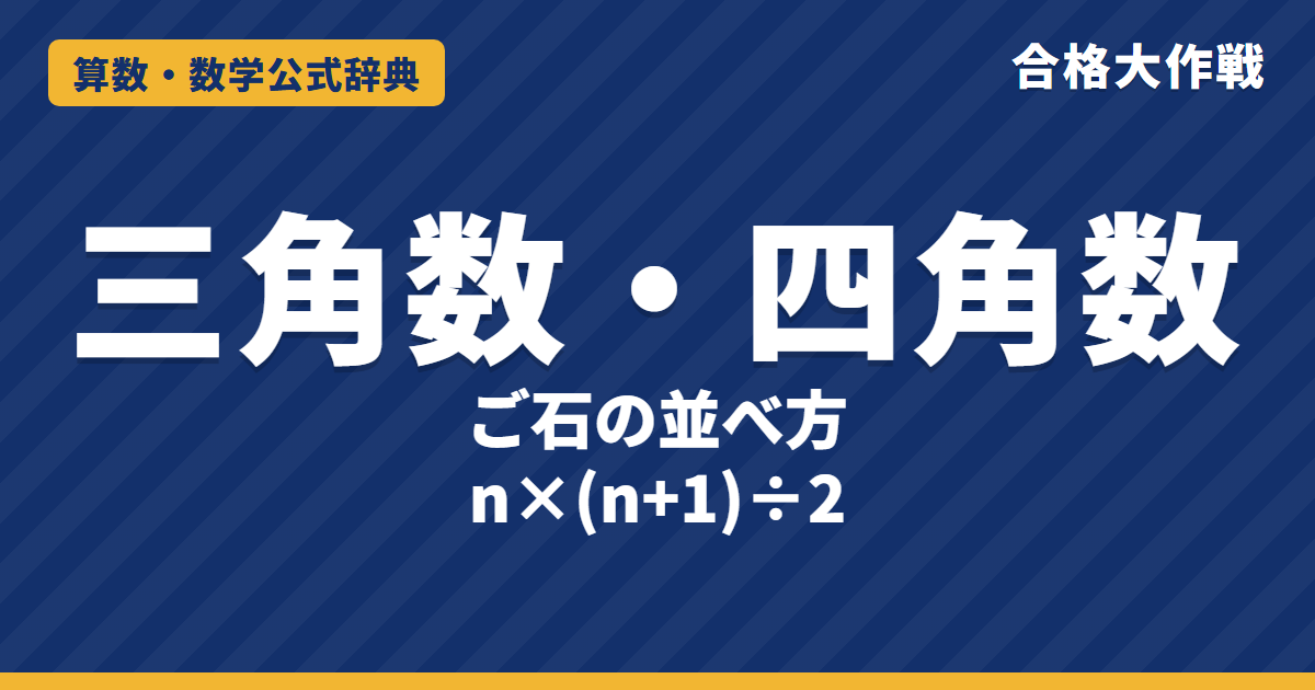 三角数・四角数の解き方と公式|n×(n+1)÷2 の理由・奇数の和が四角数になる図と例題【中学受験】